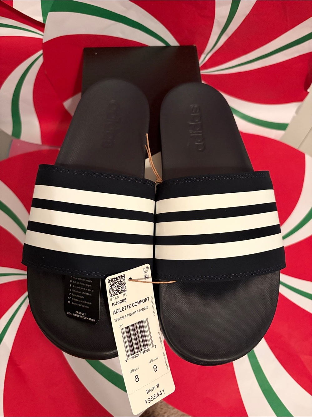 adidas unisex’s Navy and White Slide Sandals